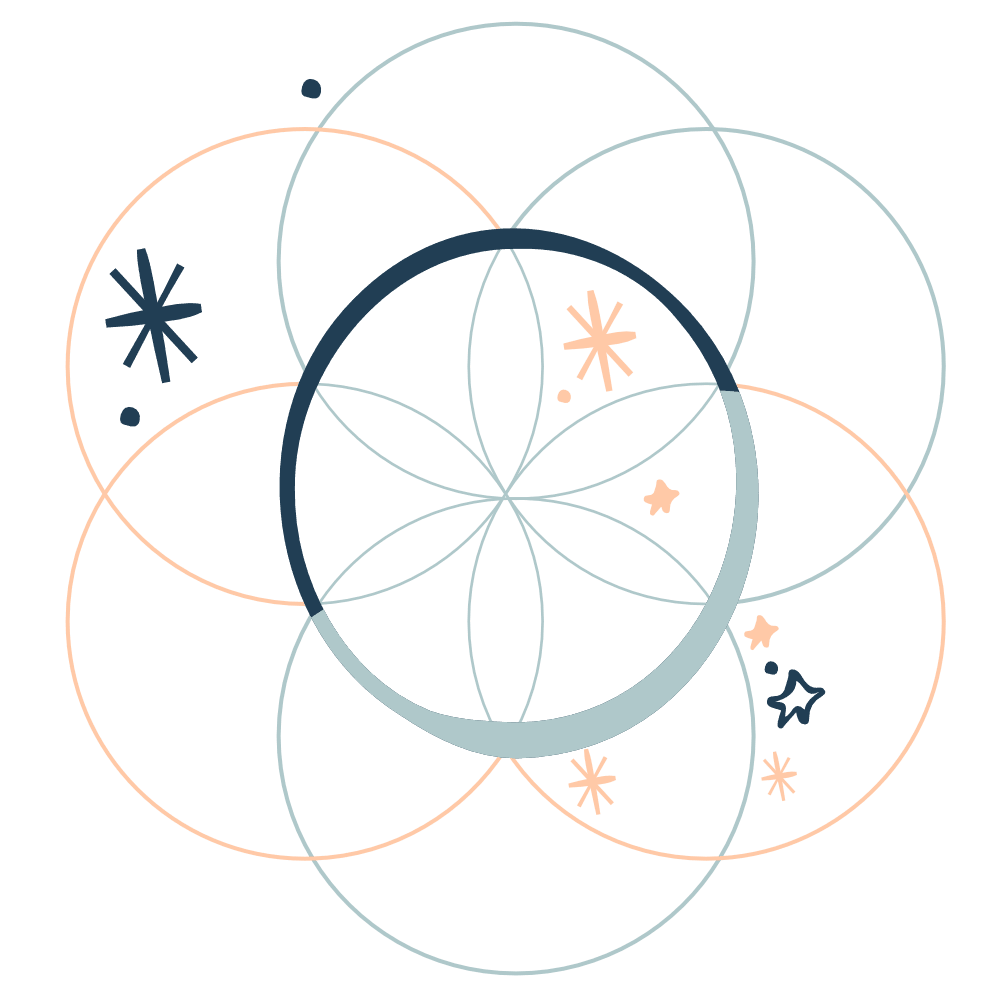 Ottieni cura psico-fisica fiore della vita colorato con stelline
